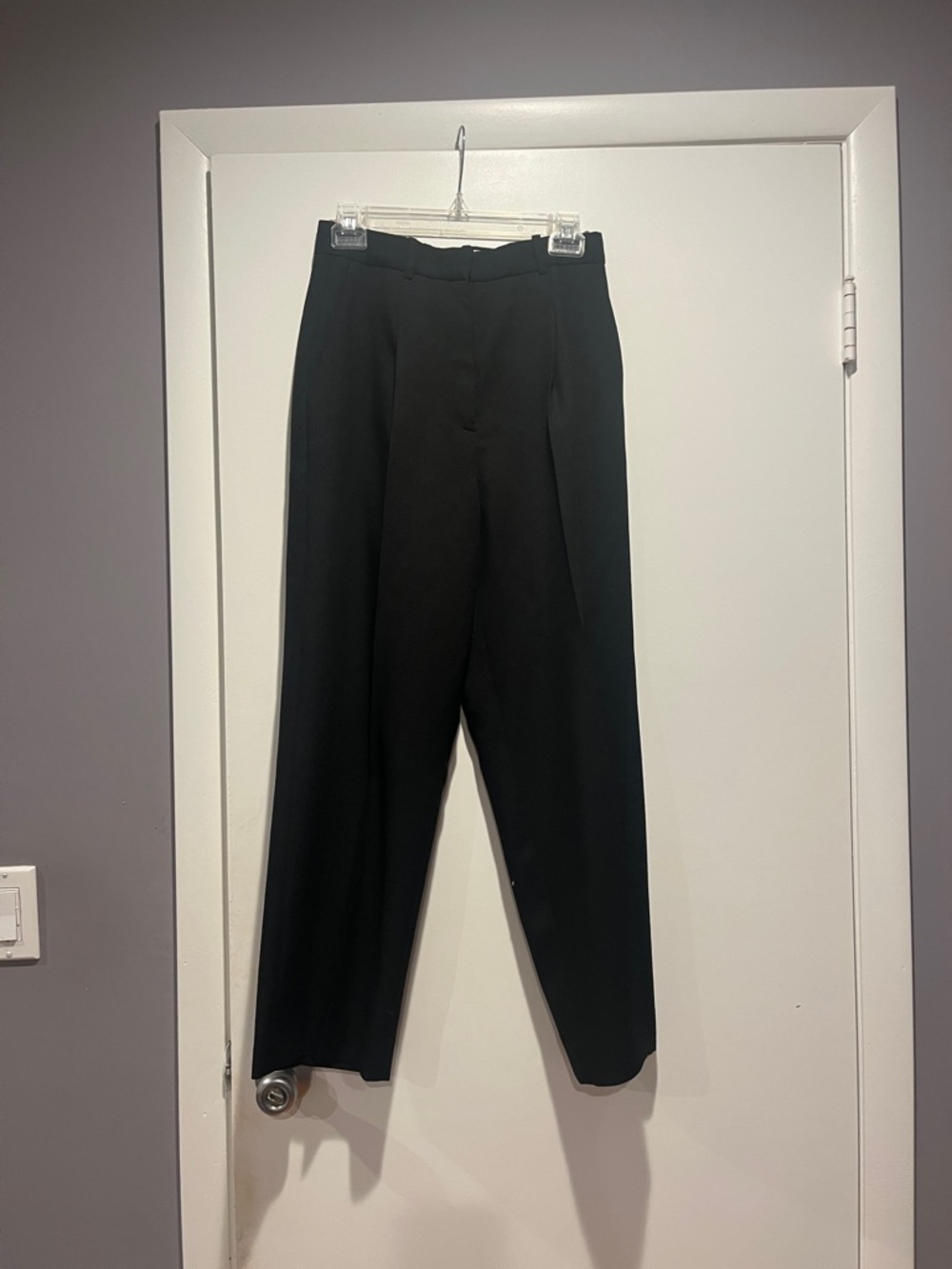 Aritzia Black Wool High-Waist Tailored Trousers